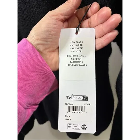 ALO NWT Unisex Wool Cashmere Crewneck in Black Size S